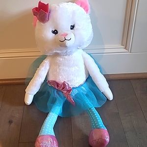 Inter-American White Kitty Cat Plush Princess Pink Crown Blue Tutu 25" L…